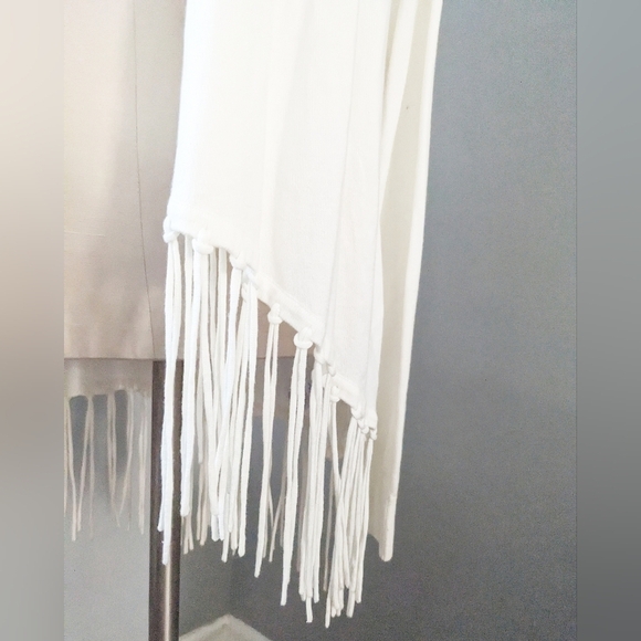 MICHAEL Michael Kors Drape Front Fringe Cardigan Cream Tassels Knotted Large NWT - Picture 4 of 8